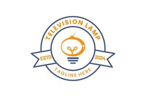 Lamp television Modern Flat Unique logo template and Minimalist television bulb logo template design vector