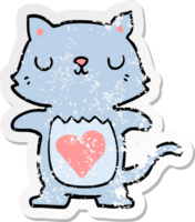 distressed sticker of a cute cartoon cat png