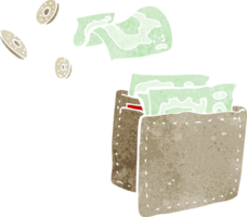 cartoon wallet spilling money png