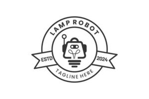lámpara robot moderno plano único logo modelo y minimalista robot bulbo logo modelo diseño vector