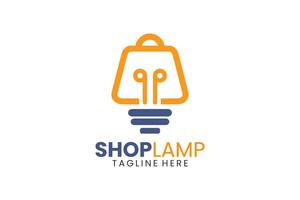 lámpara tienda moderno plano único logo modelo y minimalista tienda bulbo logo modelo diseño vector