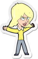 sticker of a cartoon woman gesturing png