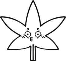 line drawing cartoon of a marijuana leaf png