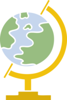 flat color retro cartoon of a world globe png