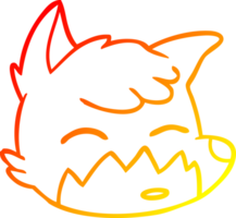 warm gradient line drawing of a cartoon fox face png