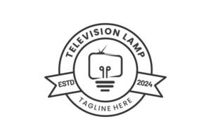 lámpara televisión moderno plano único logo modelo y minimalista televisión bulbo logo modelo diseño vector