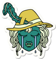 sticker of a crying orc bard character png