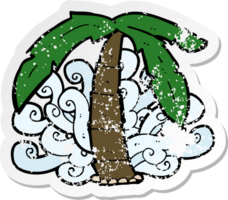 retro distressed sticker of a cartoon palm tree symbol png