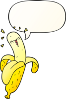 desenho animado banana com discurso bolha dentro suave gradiente estilo png