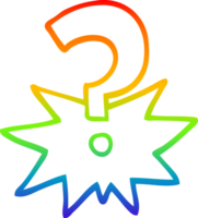 rainbow gradient line drawing of a cartoon question mark png