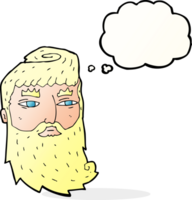 homem barbudo de desenho animado com balão de pensamento png