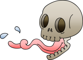 gradient shaded quirky cartoon skull with tongue png