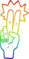 rainbow gradient line drawing of a cartoon peace sign png