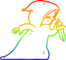 rainbow gradient line drawing of a assassin in dark robe png