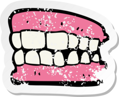 pegatina retro angustiada de una dentadura postiza de dibujos animados png