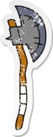 hand drawn distressed sticker cartoon doodle of a medieval axe png
