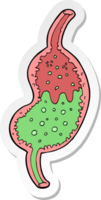 sticker of a cartoon bubbling stomach png