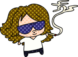 cartoon illustration cute kawaii smoking a joint png