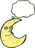 happy cartoon moon with thought bubble png