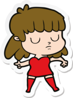 sticker of a cartoon indifferent woman png