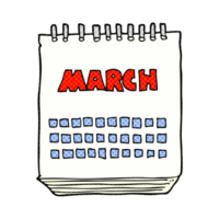 mano disegnato cartone animato marzo calendario png