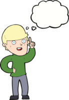 cartoon boy with idea with thought bubble png