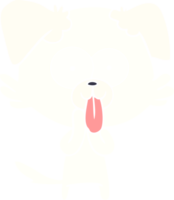 Cartoon-Hund im flachen Farbstil mit herausgestreckter Zunge png