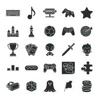 juegos, juego géneros y atributos icono colocar, incluido íconos como palanca de mando, teclado, virtual realidad, castillo y más símbolos recopilación, logo aislado ilustración vector