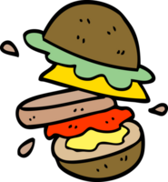 dessin animé doodle d'un hamburger png