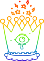 rainbow gradient line drawing of a cartoon magic crown png