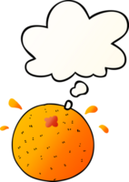 cartoon orange with thought bubble in smooth gradient style png