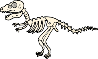 illustration texturée grunge os de dinosaure dessin animé png