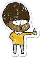 distressed sticker of a cartoon happy boy png