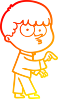 warm helling lijn tekening van een tekenfilm nieuwsgierig jongen png