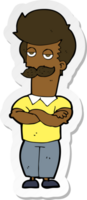 pegatina de un hombre musculoso con bigote de dibujos animados png