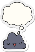 cute cartoon cloud with thought bubble as a printed sticker png