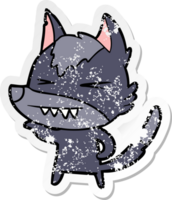 distressed sticker of a angry wolf cartoon png