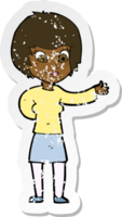 retro noodlijdende sticker van een cartoon die een vrouw verwelkomt png