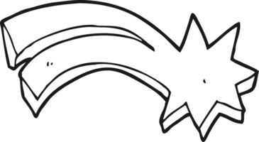 hand drawn black and white cartoon decorative shooting star png