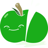 manzana en rodajas de dibujos animados de estilo de color plano png