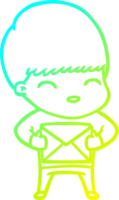 frio gradiente linha desenhando do uma feliz desenho animado Garoto png