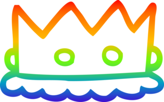 rainbow gradient line drawing of a cartoon silver crown png