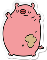 pegatina de un cerdo gordo de dibujos animados png