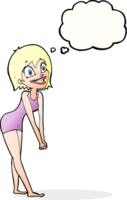 mulher animada de desenho animado com balão de pensamento png