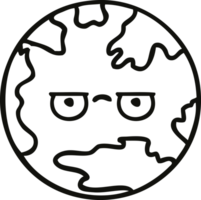 line drawing cartoon of a planet earth png