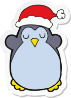 sticker of a cute christmas penguin png