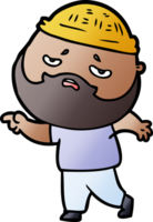 dessin animé homme inquiet avec barbe png