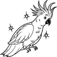 Cockatoo coloring pages. Bird outline for coloring book. vector