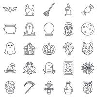 Halloween and attributes icons set, Included icons as pumpkin, witch, vampire, skeleton and more symbols collection, logo isolated illustration vector