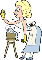 cartoon housewife washing up png